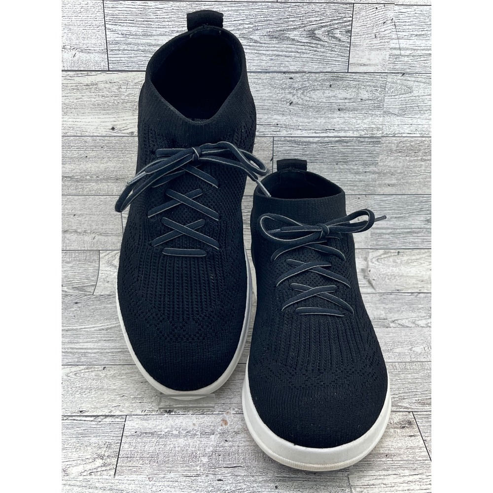 FitFlop Uberknit Black High Top Stretch Knit Sneakers‎ Women Size 8.5 E37-001